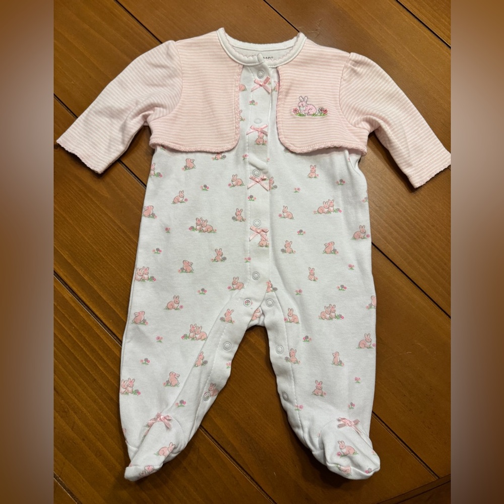 NWOT Little Me Pink and White Footie One Piece - Newborn